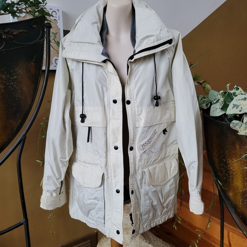 JanSport Opus 2 Jacket Cream Utility Hiking Cargo Coat Waterproof Breathable M - Picture 2 of 15